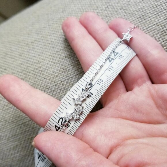 925 Sterling Silver Collar Necklace Sparkly - Picture 7 of 8